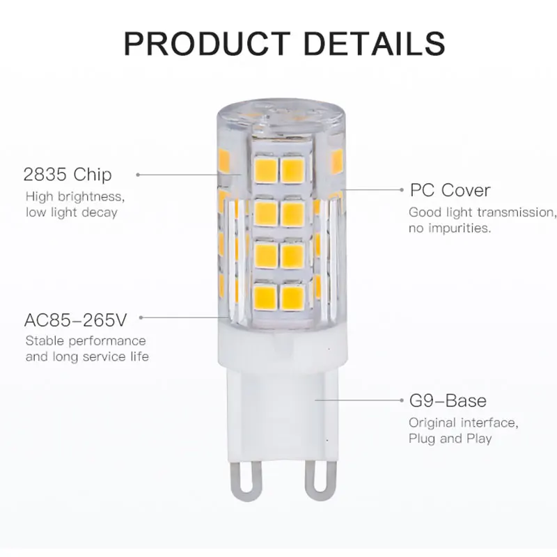 G9 LED Bulbs 220v 7W Home Light Bulbs for Chandelier Table&Wall Lamp