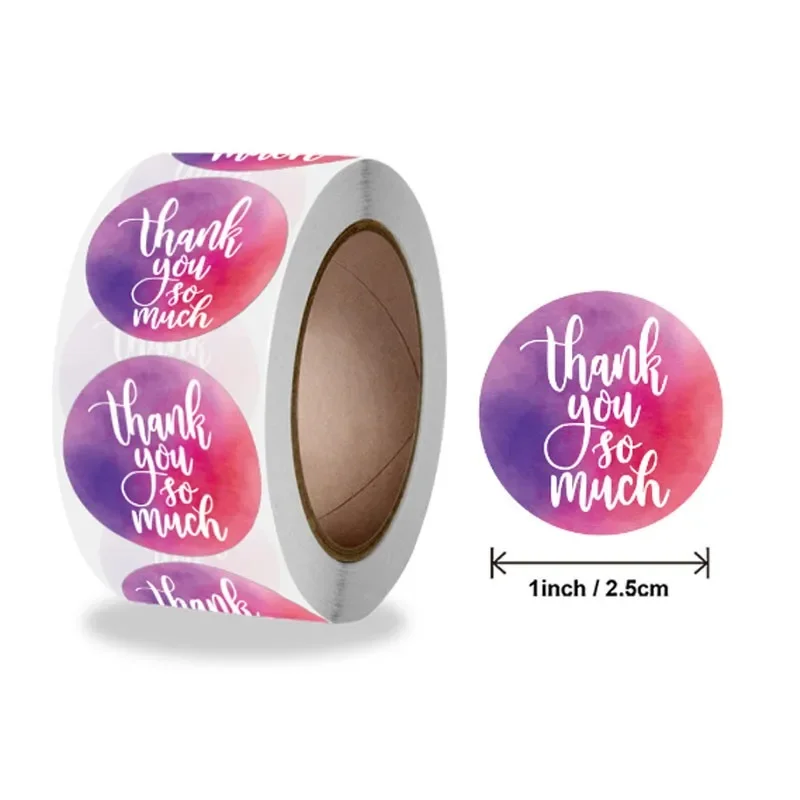 500pcs Round THNAK YOU DIY hand-made gift stationery packaging label Adhesive roll sealing sticker starry sky love gradient