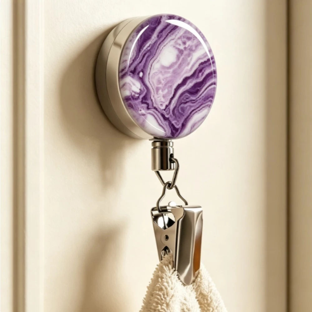 Stainless Steel Retractable Towel Clip Adhesive Wall‑Mounted Hanger Holder Stretchable Organizer Kitchen Smooth Surfaces