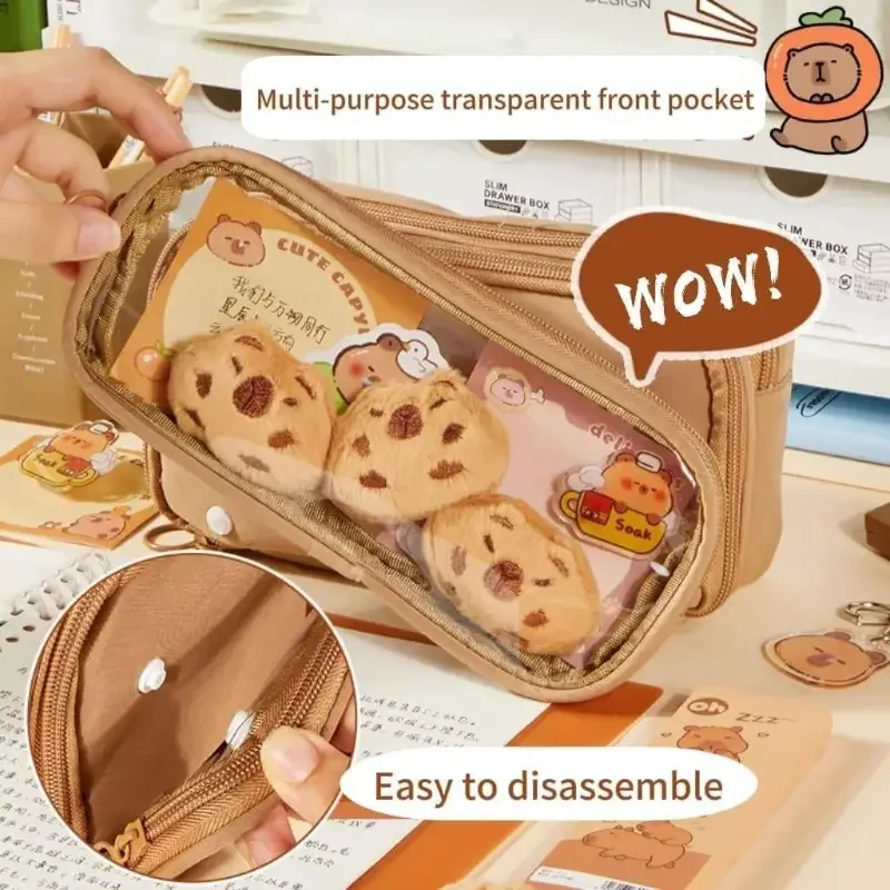 Transparentes Federmäppchen mit großer Kapazität, DIY, abnehmbare, durchsichtige Stifttasche, langlebige Schreibwarentasche, INS-Stil, ästhetische Schulbedarf