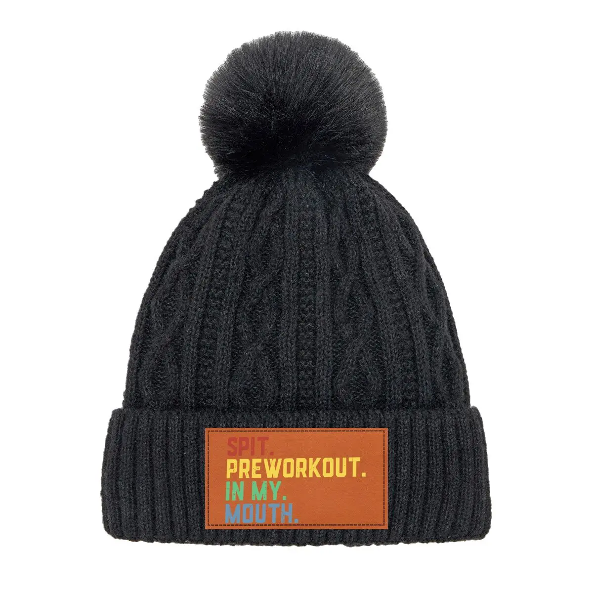 

Стильная женская теплая вязаная шапка с помпоном Spit Preworkout Slogan для офиса и поездок на работу