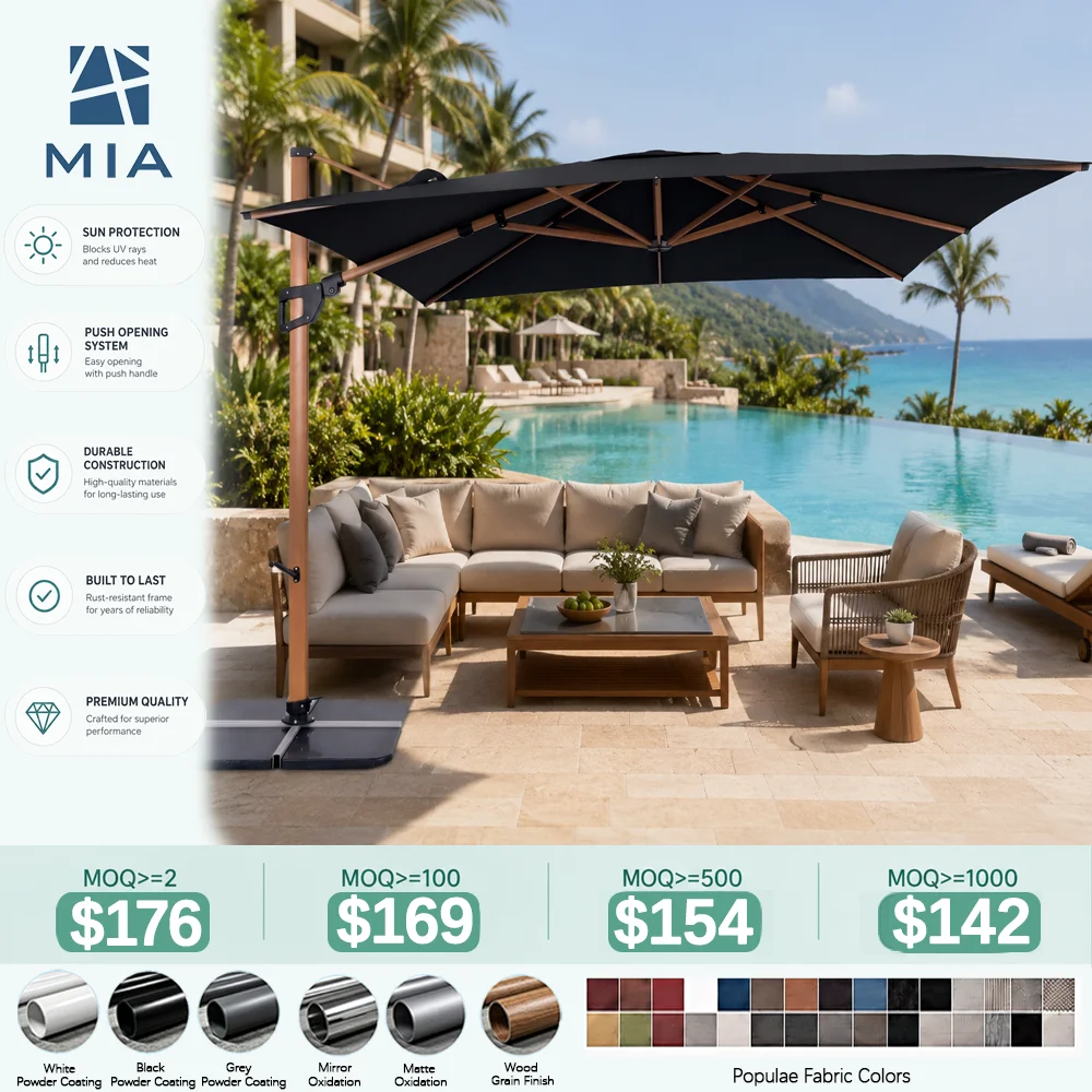 Customized Cantilevered Terrace Umbrella Courtyard Hotel Beach Outdoor Furniture Parasol