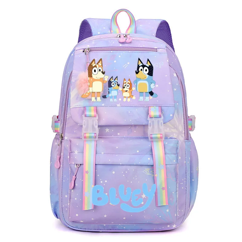 Bluey Cartoon School Bag Elementary School Junior High School Backpack Large Capacity Fashion Casual Backpack Pink Purple Bags