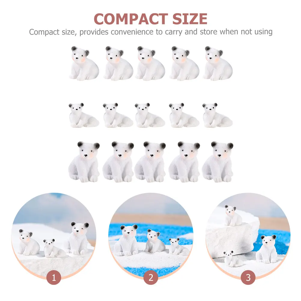 

Mini Simulation Polar Bear White Resin Animal Statue Garden Figure Art Miniature Figurines Decoration