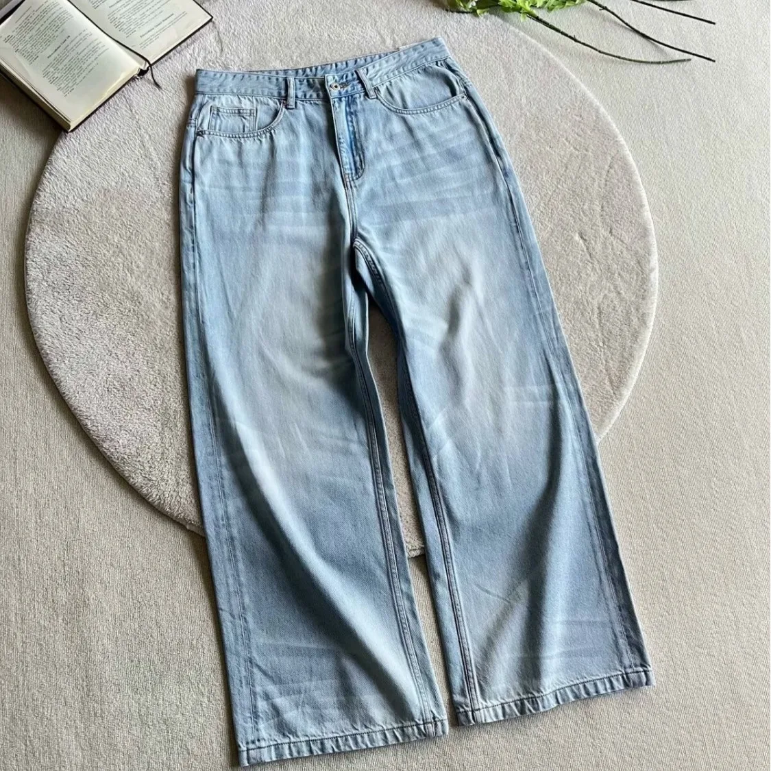 Washed Retro Straight Leg Whiskered Jeans For Men 2026 Korean Autumn Casual Fashion Simple Male Loose Versatile Denim Pants