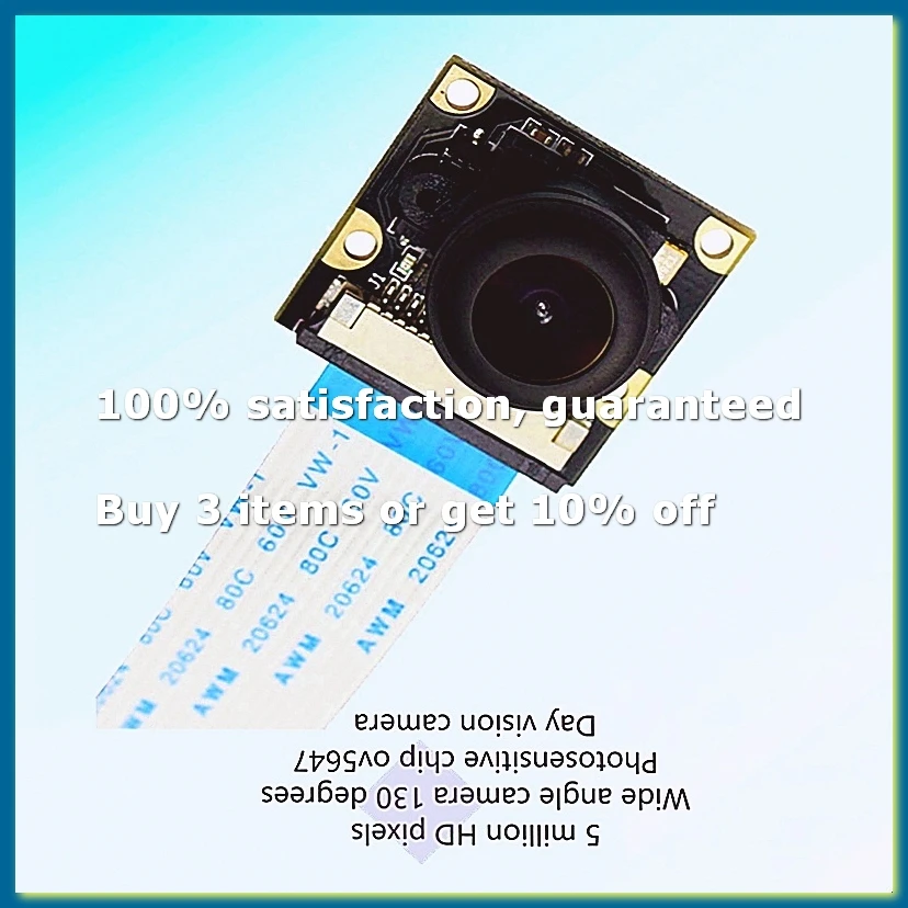 For 4B 3B+ Day Vision Camera Module 5MP 1080P Fisheye 130 Degree Wide Angle Fisheye Focus Adjustment Camera-DT30