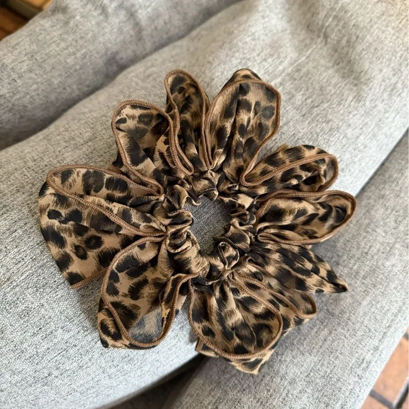 

Silky Leopard Print Scrunchies Vintage Y2K Hair Accessories for Women Premium Chunky Extra Large Hair Ties Fierce Wild Girl Stye