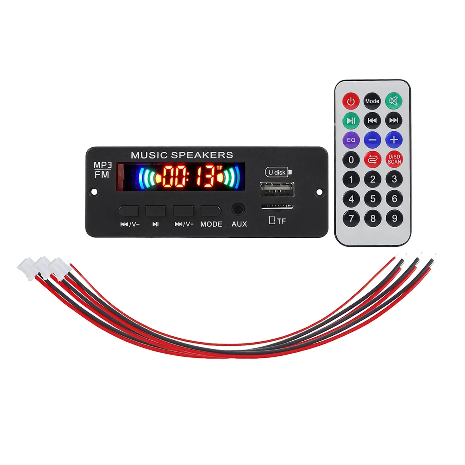 6-12v Amplifier Bluetooth V5.0 MP3 Decoder Board Color Screen Car MP3 Player USB