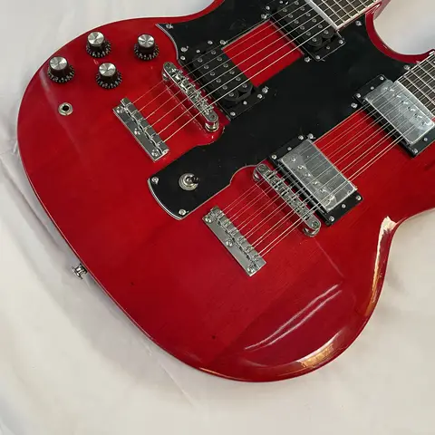 Left Hand DOUBLE NECK 12+6 Guitar RED color g-brand Free Ship