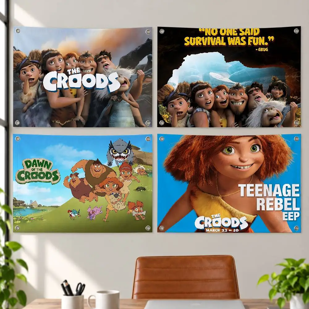Animated Movie The Croods Aesthetic Wall Tapestry Flag Printed Wall Hanging Living Room Party Outdoor Decor
