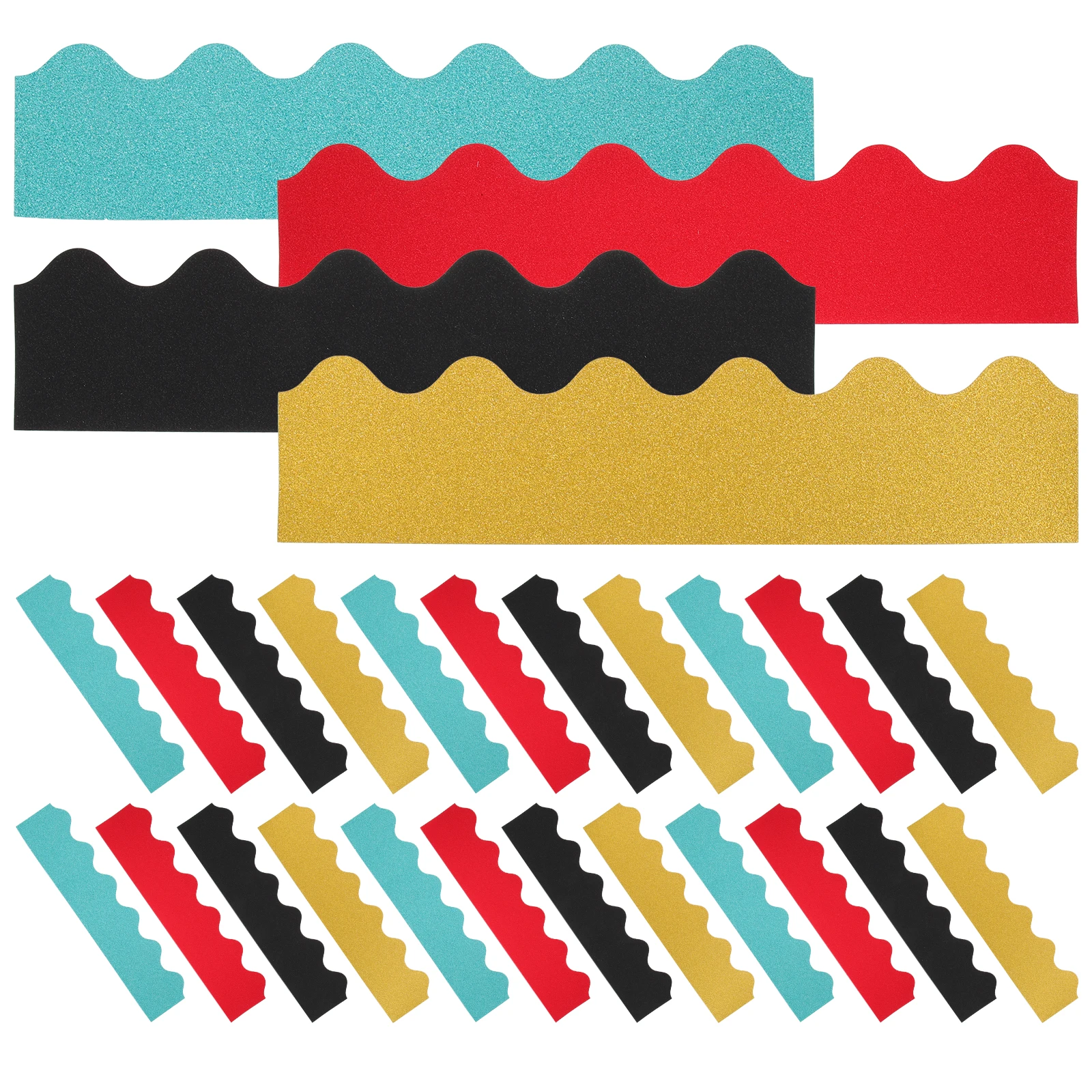 

40 Pcs Paper for Classroom Glitter Bulletin Board Borders Wall Desk Bulletin Board Trim Scalloped Borders Layered Edges