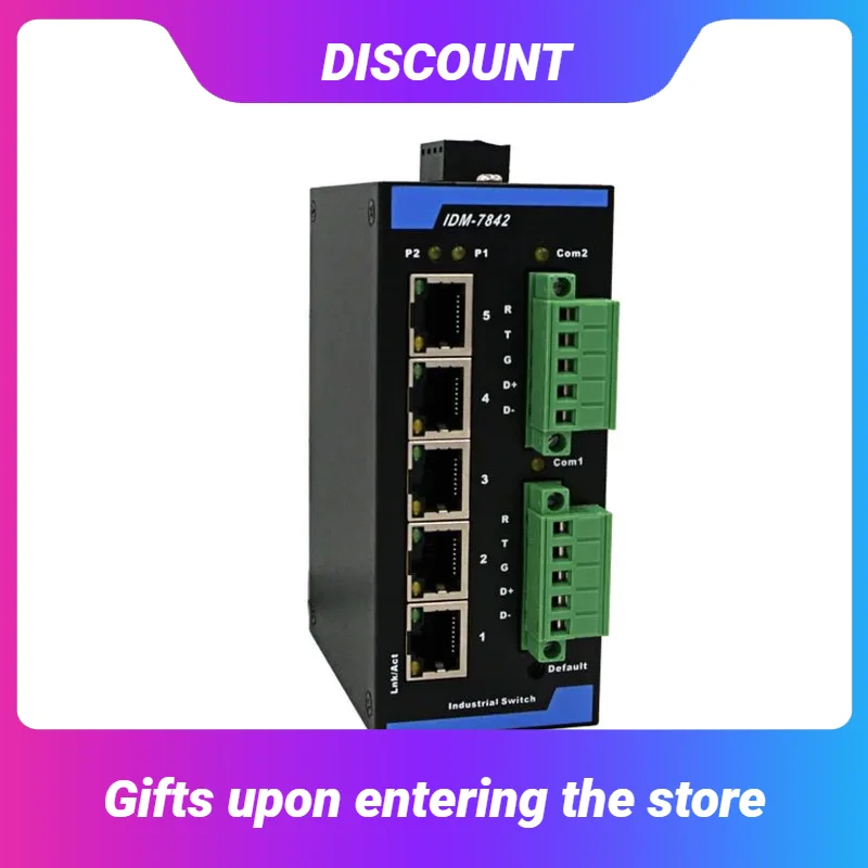 

IDM-7842 Шлюз Modbus 2-канальная оптическая изоляция Последовательный порт RS485/232 5-портовый Ethernet-коммутатор Modbus tcp
