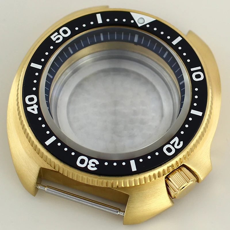 Gold PVD 44mm Watche Case Black Chapter Ring For Modified Abalone Seiko NH35 NH36 NH34/38 Movement 28.5mm Dial Sapphire Hot Sale