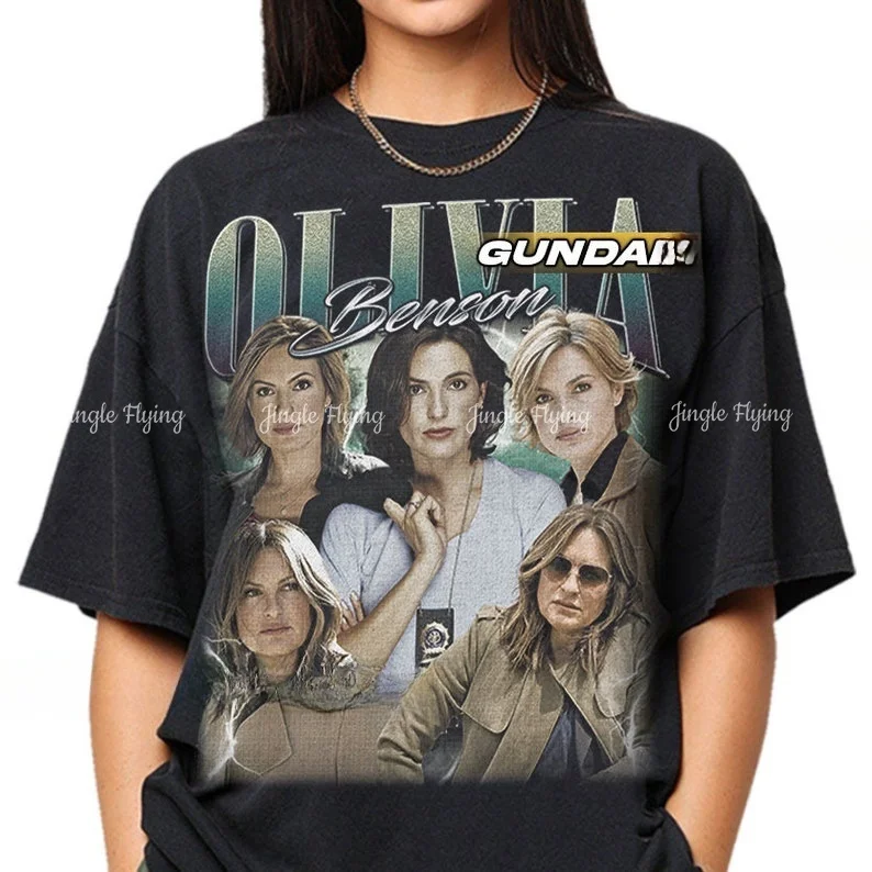 تي شيرت دين وينشستر أوليفيا بنسون الكلاسيكي، قميص دون دون، القانون والنظام للجنسين، تي شيرت جرافيك قطني عتيق