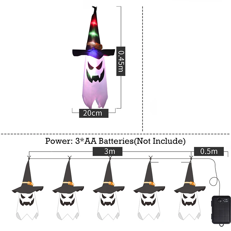 ハロウィーンをテーマにしたカボチャのゴーストライト、中庭用のLEDストリング、店舗の吊り下げ装飾、テロの雰囲気、パーティーの装飾