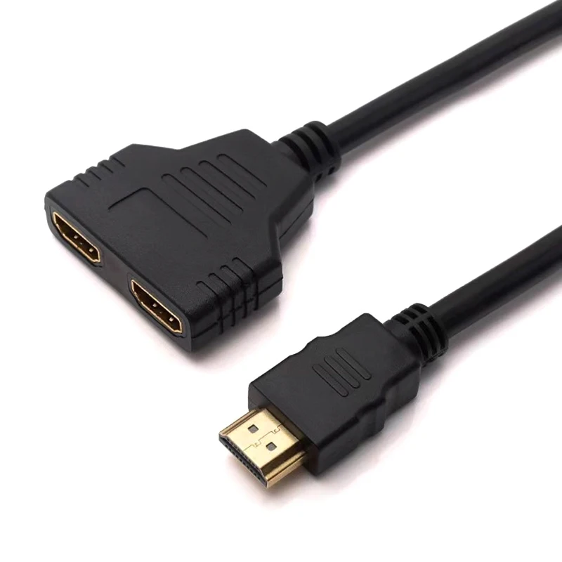 HDMI Splitter Adapter Cable HDMI Splitter 1 in 2 Out HDMI Male to Dual HDMI Female 1 to 2 Way Converter for HDMI HD LED LCD TV