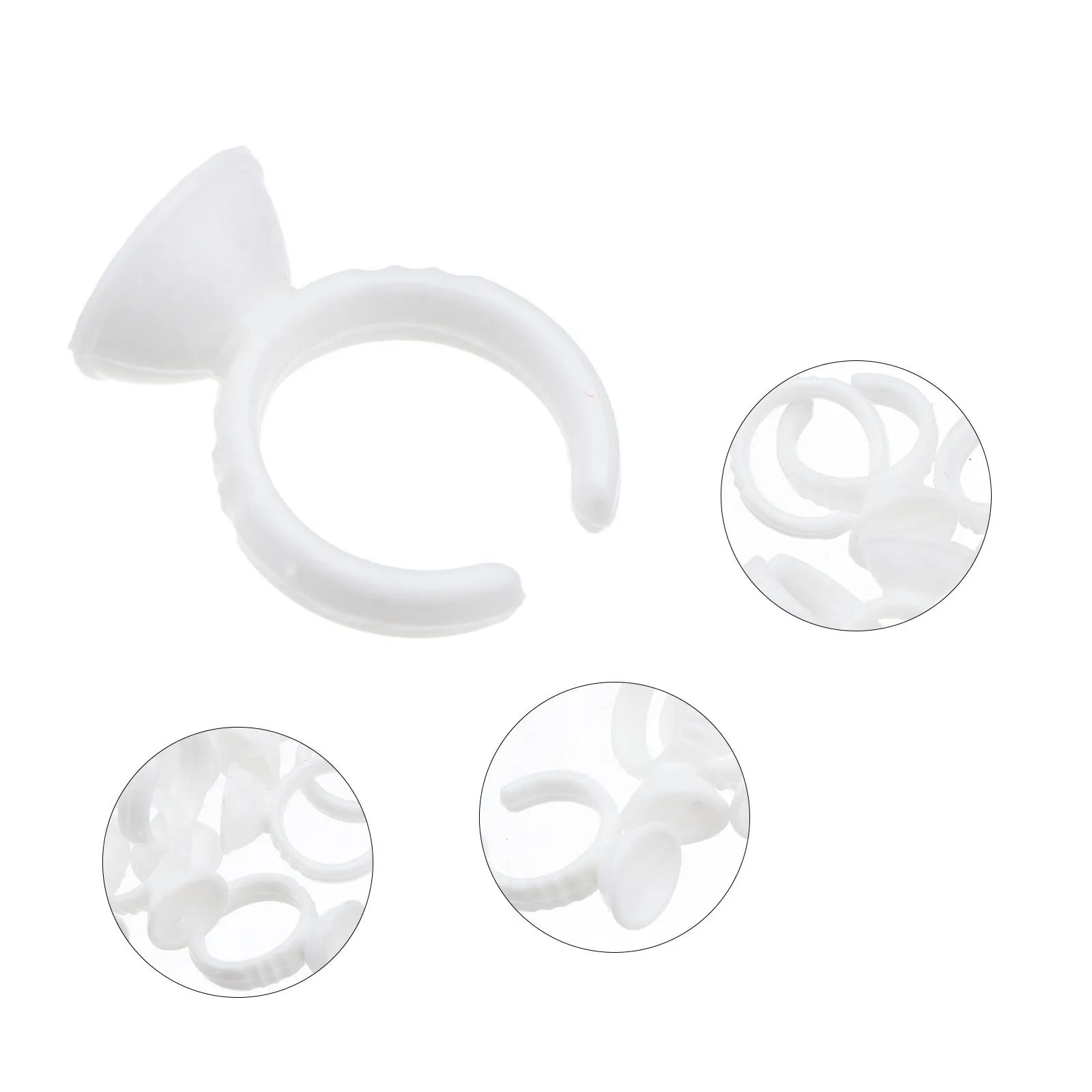 

100Pcs Plastic Disposable Glue Ring Holders White Small Size Fast Eyelash Extensions Primer Remover Application Tools