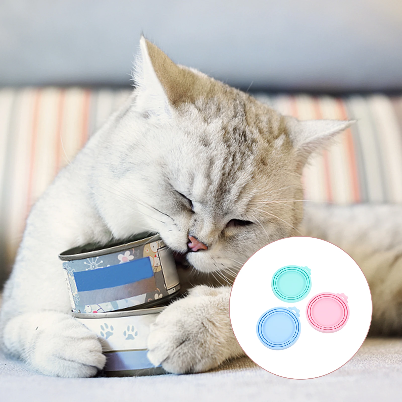 

3Pcs Silicone Can Covers Pet Food Sealing Lids Leakproof Flexible Fresh Keeping Universal Cat Dog Can Lids Covers for Cat Food