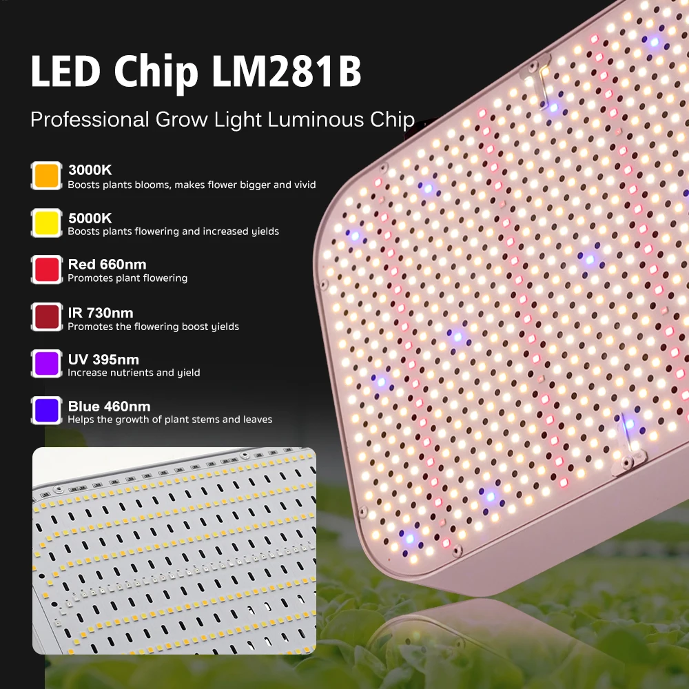 LED تنمو ضوء الطيف الكامل 100 واط 120 واط 200 واط LM281B سطوع عالية لإضاءة نمو النباتات المائية الدفيئة #3