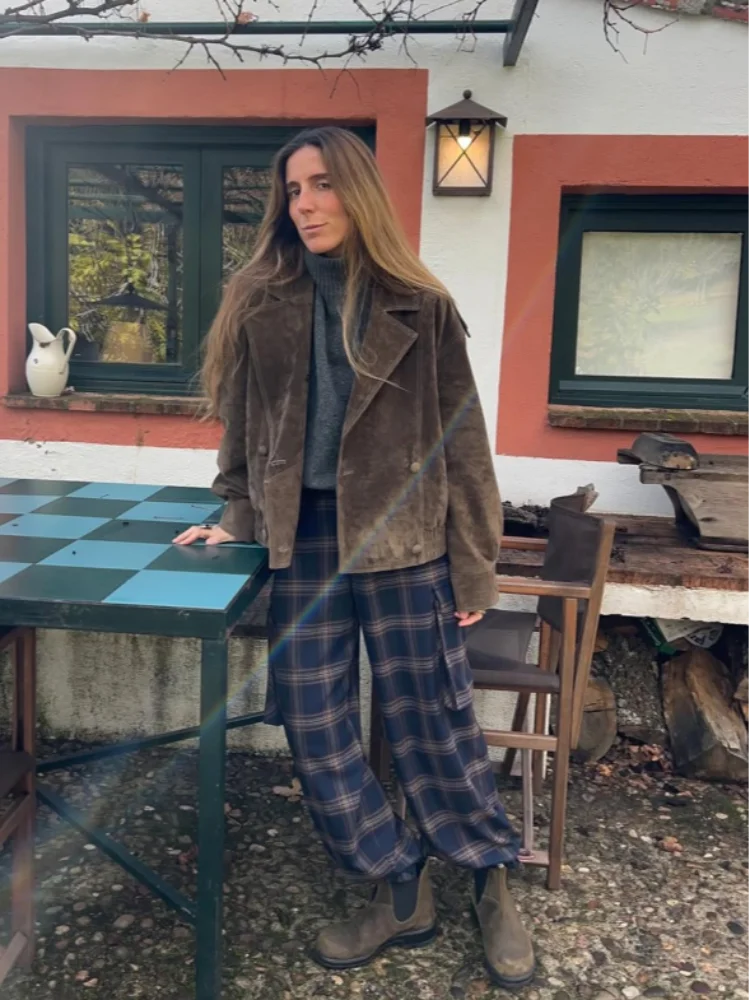 

Elegant Fur Patchwork Women's Jacket Lapel Double-Breasted Pocket Thicken Lady Coats 2025 Winter Spring Female Streetwear New