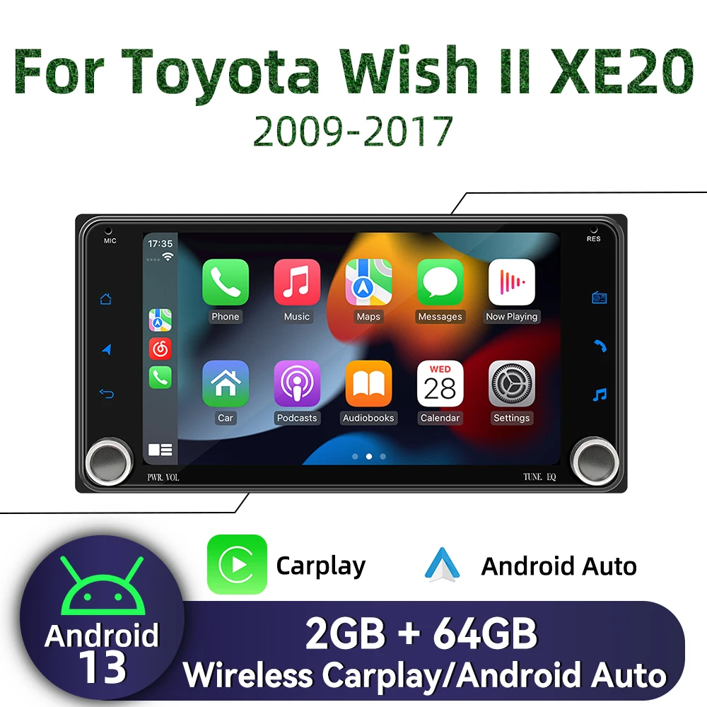 أندرويد سيارة الوسائط المتعددة 2 الدين راديو لتويوتا أتمنى 2 II XE20 2009-2017 7 "شاشة لاسلكية Carplay Autoradio GPS رئيس وحدة ستيريو