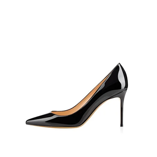 Schwarze spitze Zehenschuhe 8 cm 10 cm 12 cm hoher dünner Absatz Party Hochzeit Büro Alltagskleidung plus Größe 33-46 Damenpumps QP042 ROVICIYA 4