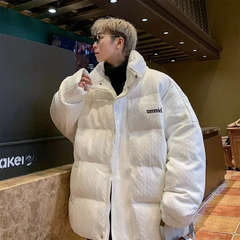 

Thiened Bread Sle Coat Cotton Jaet Stand Collar Warm Couple Model Simple Pure Color Winter Faionable Casual Youth