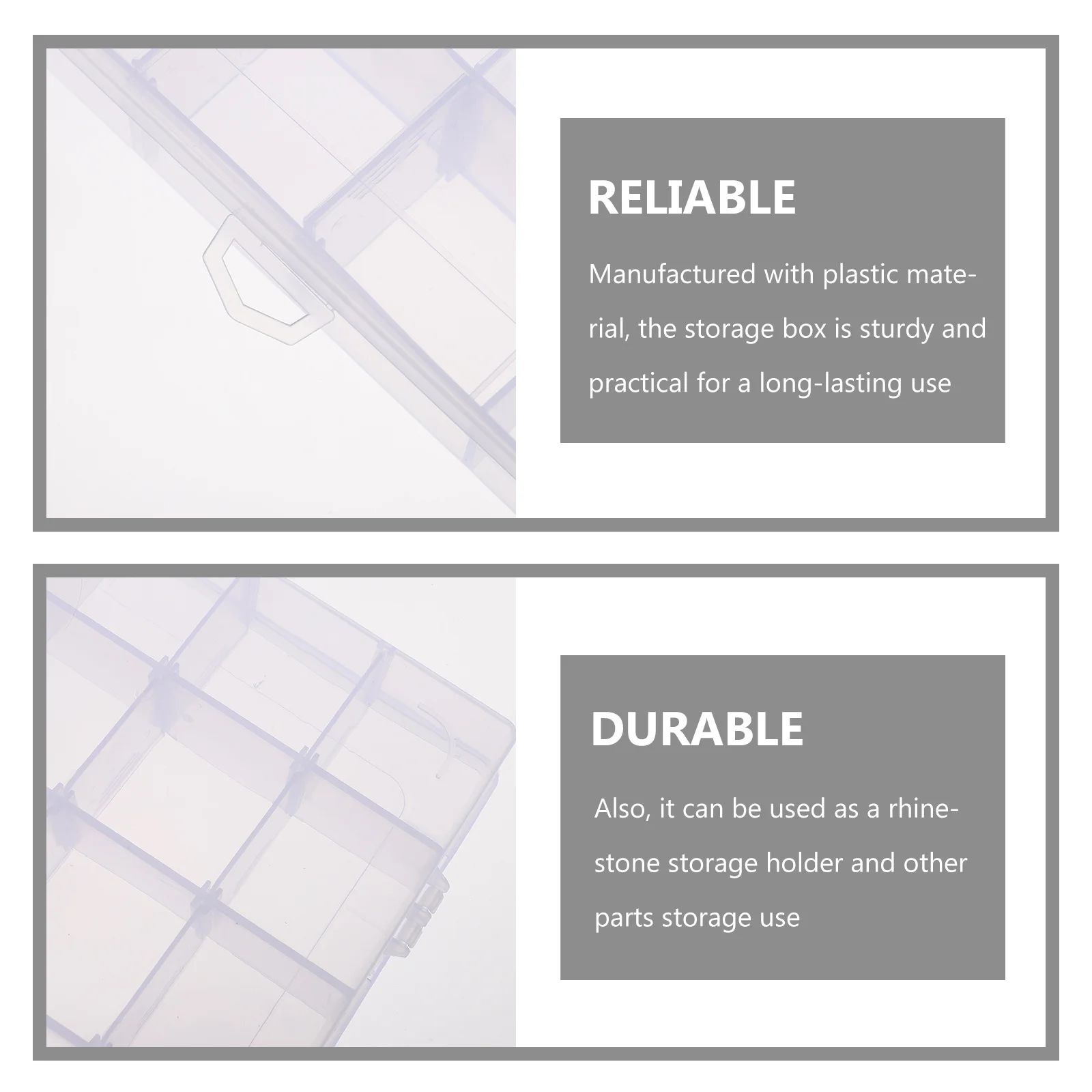 

3pcs Storage Box Multi-Grid Plastic Bead Case Jewelry Organizer Rhinestone Box Parts Storage Holder Beads Container Nail Charms