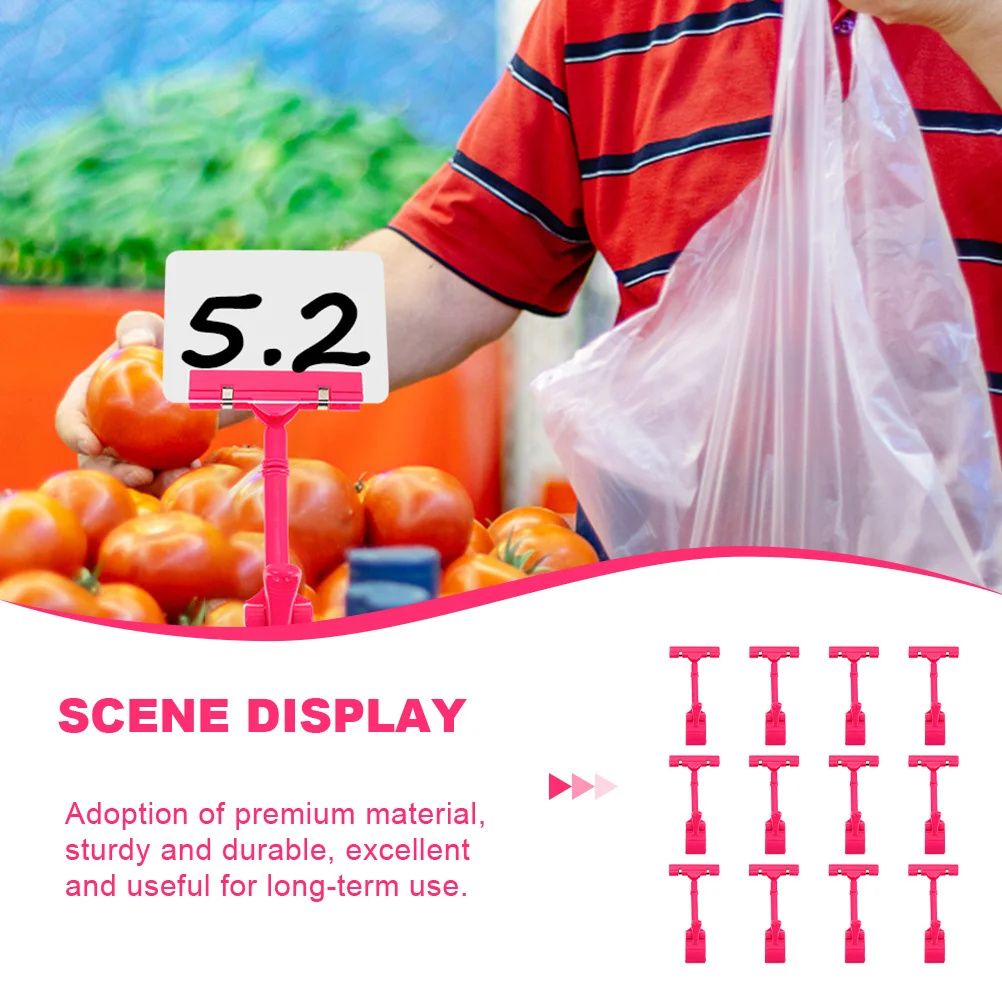 

12Pcs Price Cards Clips Double-Head Plastic Sign Display Clip Sturdy for Price Tag Menu Label Sign Paper Clips