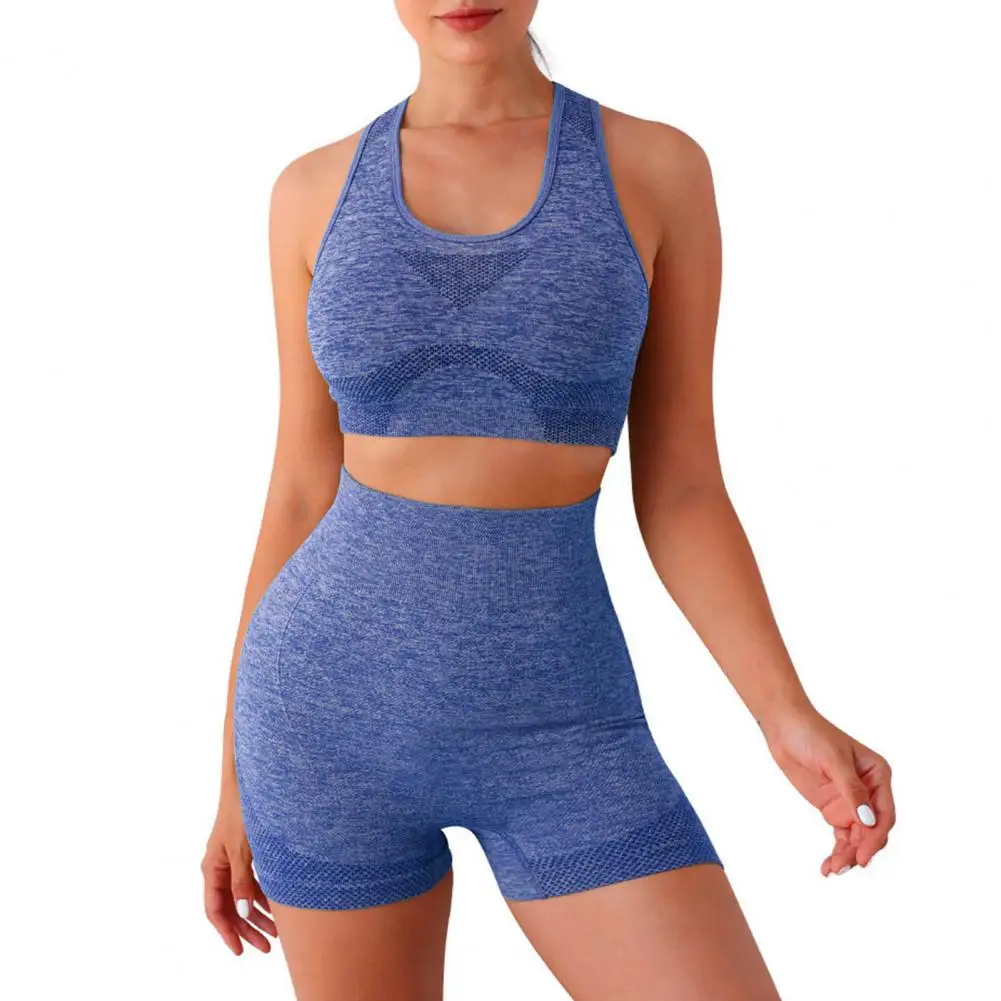 Sports Bra Set Vest Sports Bra Women's High Waist Sportswear Set with V Neck Vest Quick Dry Shorts Sleeveless for Active