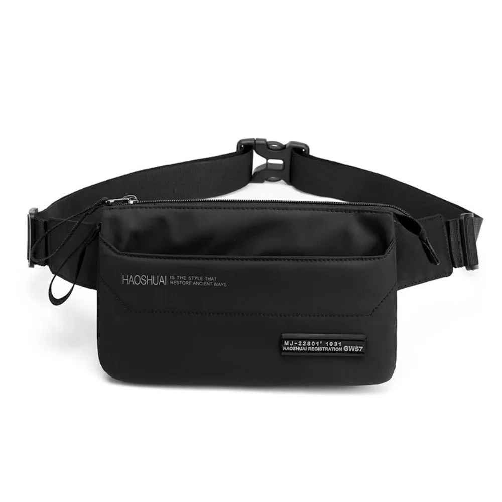Anti Splash Men Fanny Pack Large Capacity Multi-Pocket Nylon Sling Shoulder Bag Solid Color Multifunctional Male Waist Bag