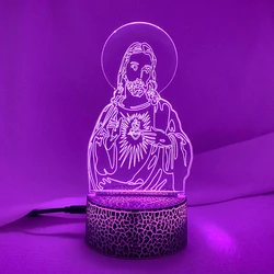 3D LED Vision Jesus Christ Lamp Baby Sleeping Bedside Table Lighting Colors Changing Night Light Christmas Gift Decor Luminaria