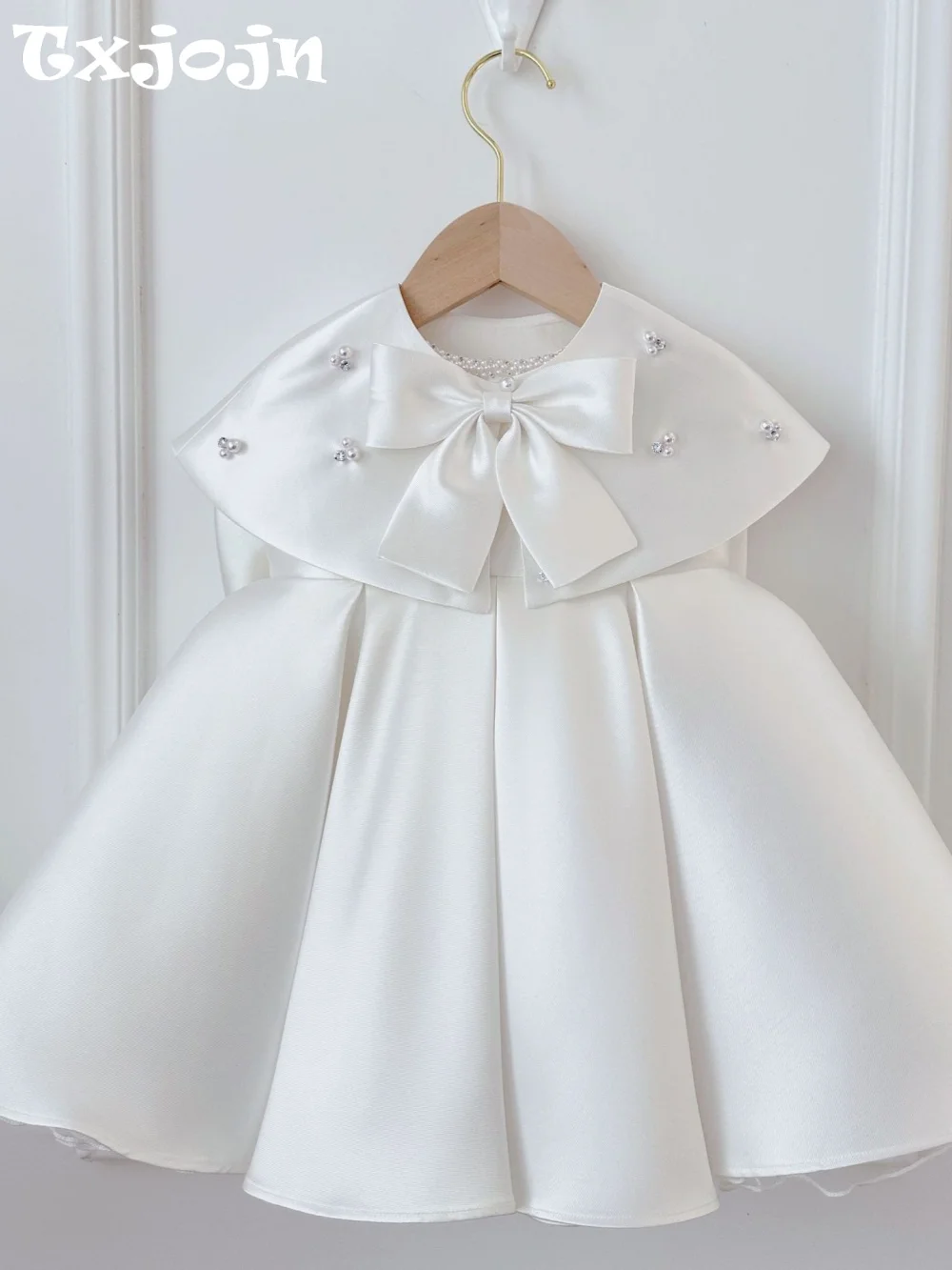 sweet-elegant-satin-flower-girl-dress-with-cape-for-wedding-luxurious-bow-pearls-princess-gown-for-kids-birthday-party-80-160cm