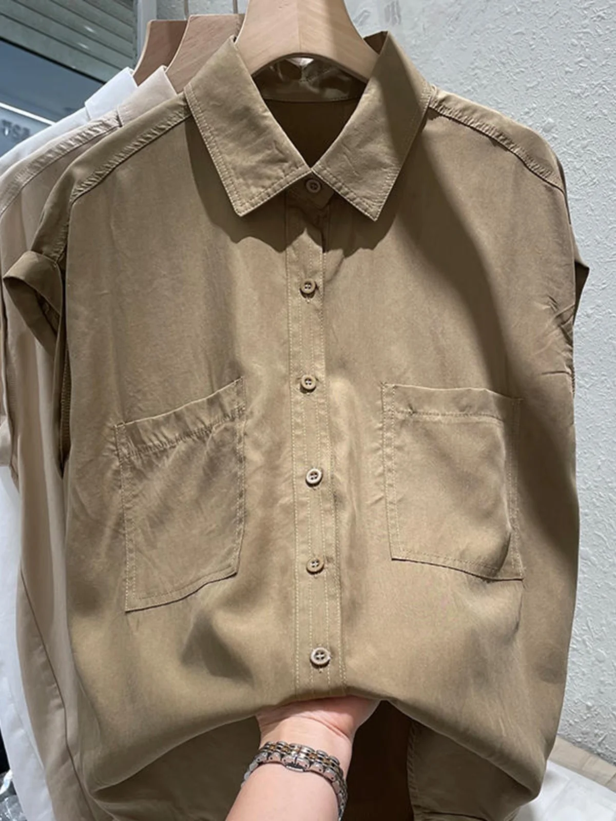 

Тонкая свободная женская ткань европейского дизайна Svel f Sve irt Summer New Sle Commute Sle Pure Color из полиэстера