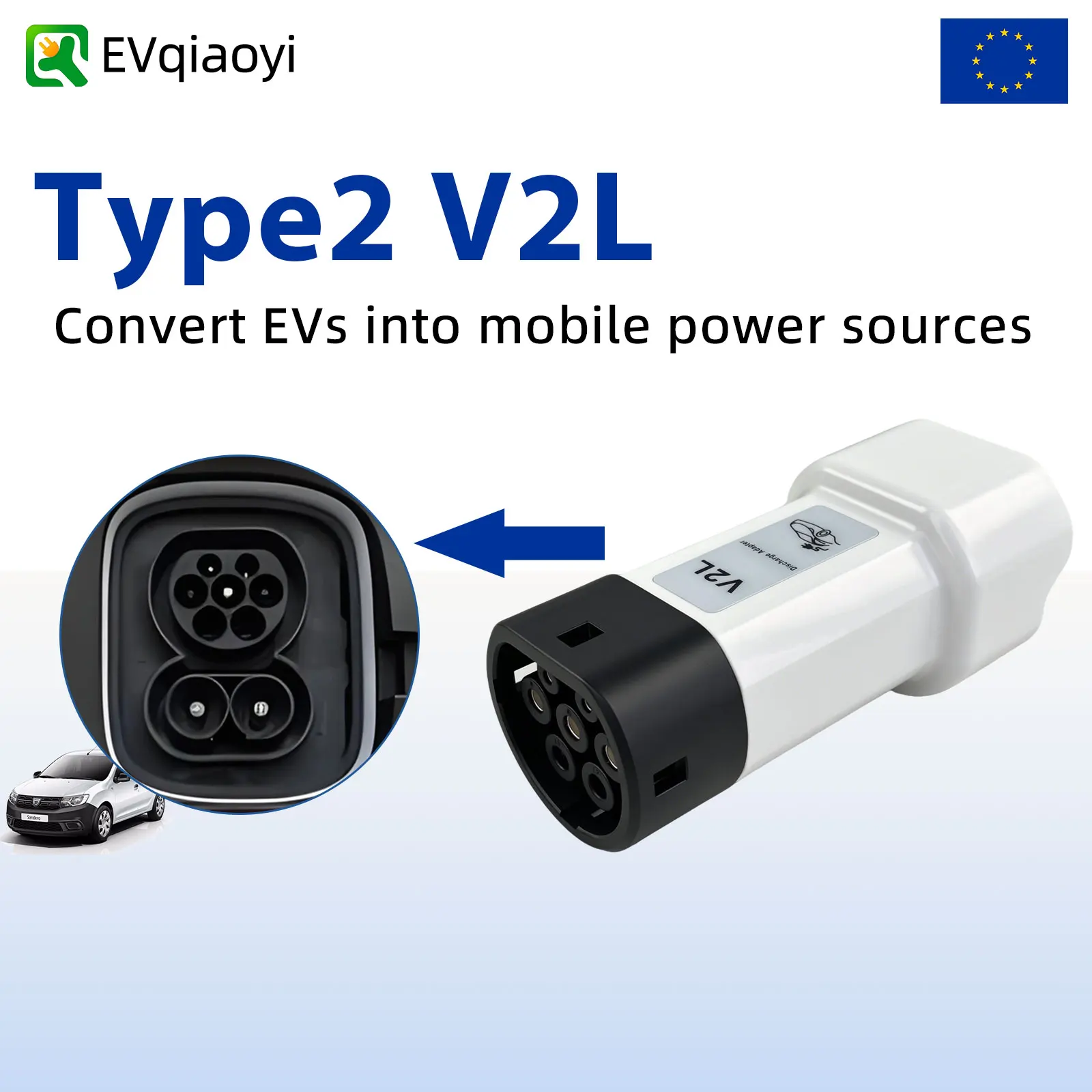Type 2 V2L Discharge Adapter,Type 2 EV Car to Schuko Socket,Vehicle‑to‑Load For BYD Atto 3 BYD Atto 2 BYD Dolphin BYD Seal