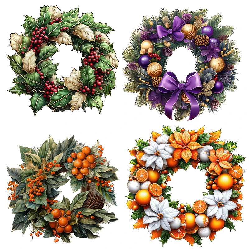 

Three Ratels CFN208 Beautiful Christmas wreath stickers for home decoration windows door Christmas stickers