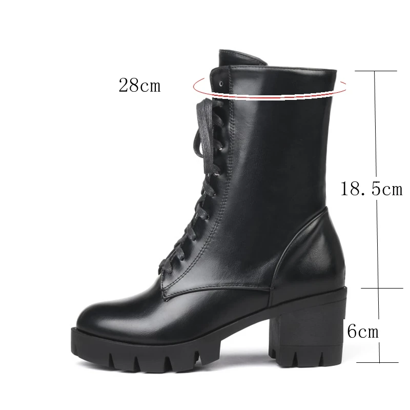 REAVE CAT Ankle Boots Women Platform Shoes Rubber Lace Up Black Autumn Chunky Boots big size 46