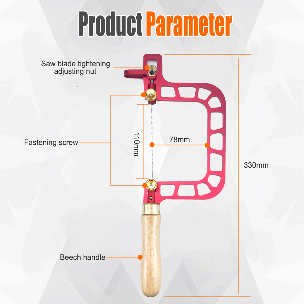 Coping Saw Aluminum Alloy Frame Fret Saw with Diamond Wire Jigsaws for Jade Stone Ceramic Glass Wood Metal Accurate Cutting