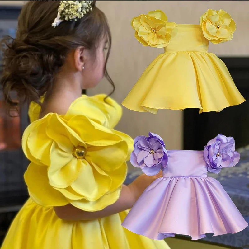 Baby Girl Dress New Fashion Flowers Girls Dress 1st Year Birthday Party Baby battesimo Dress For Girls Princess Christmas Costume