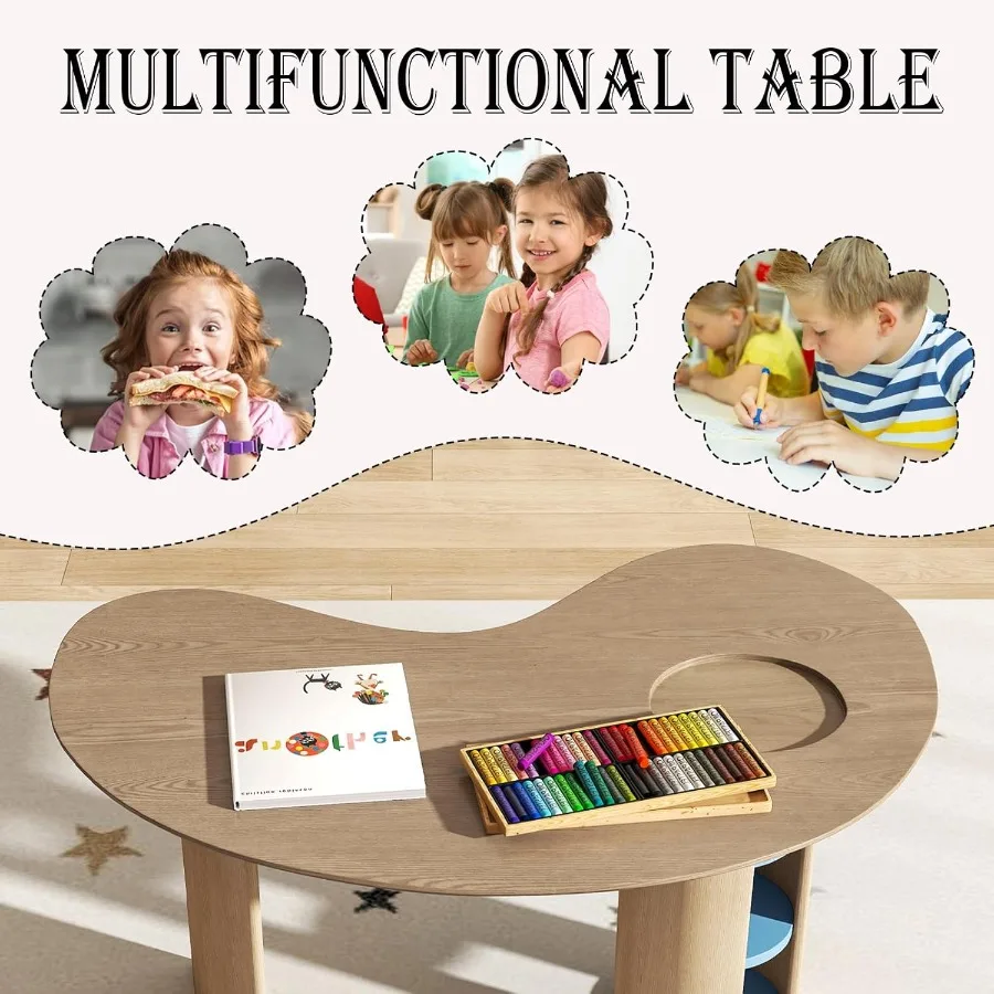 Table with Storage Kidney Desk for Bedroom Play Area and Family Activity Spaces Half Moon Horseshoe Shape 's Desk with Built-in