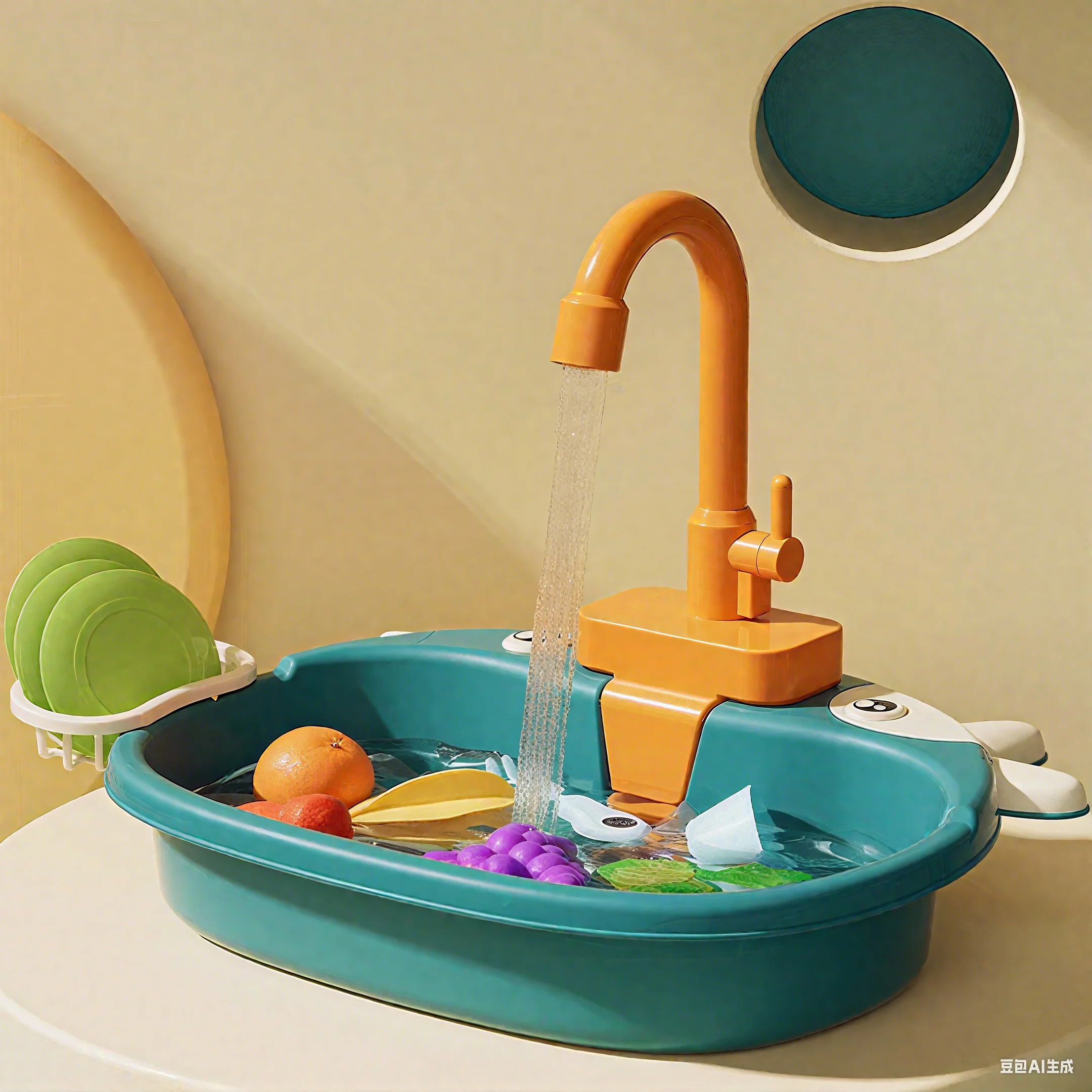 ชุดครัวเด็กเล่นพร้อมเครื่องล้างจานจำลอง อ่างล้างมือพร้อมระบบน้ำหมุนเวียน ของเล่นเด็กเล็กสำหรับเด็กชาย เด็กหญิง และการเล่นบทบาทสมมติ