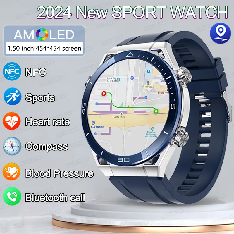 2024 New Men GPS SmartWatch AMOLED HD Screen Always Display The Time Bluetooth Call Health Waterproof Smartwatch For Android iOS