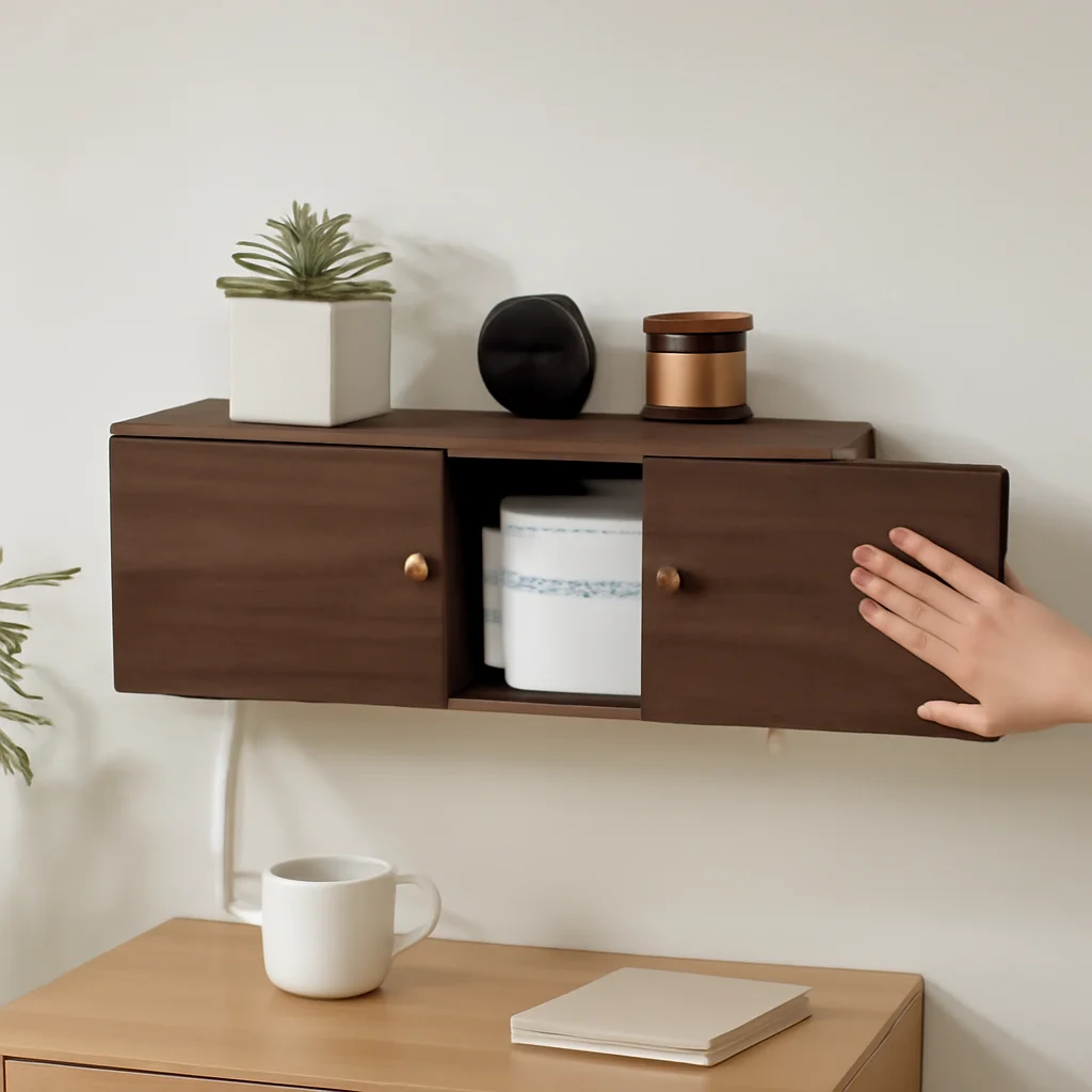 

Solid Wood Router Storage Box Flash Wall-Mounted Set Top Box Shelf TV Cabinet Wire Block Decoration Stylish Organizer Elegant