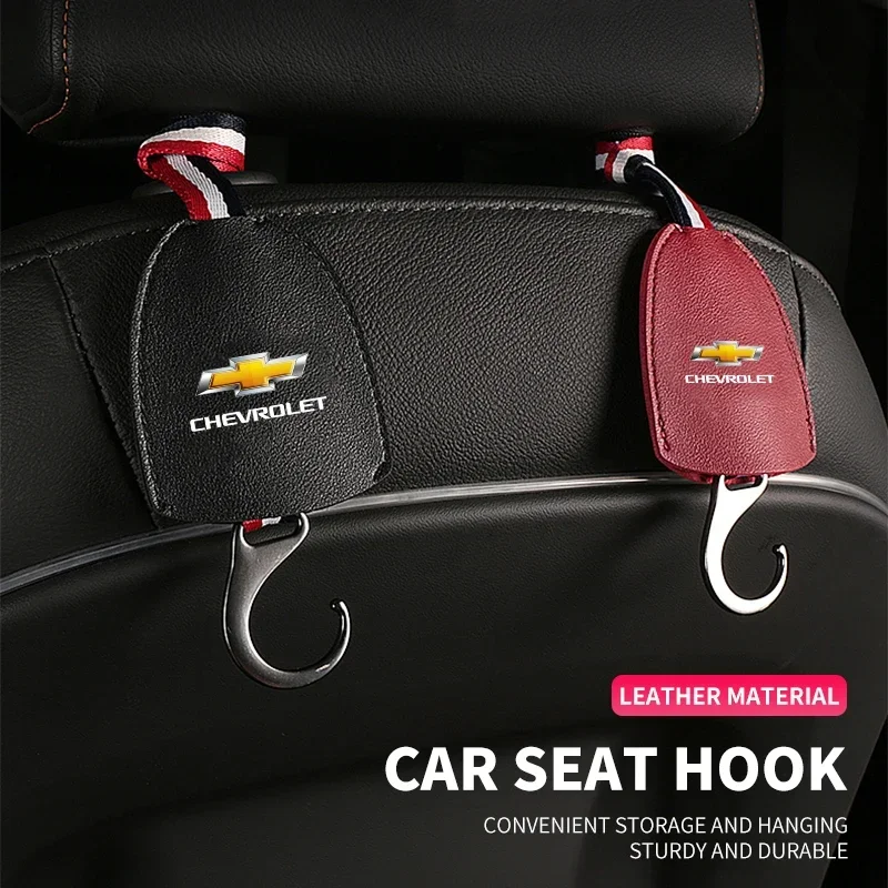 

Car Rear Seat Headrest Leather Hanger Hook Car Interior Accessories for Chevrolet Spark Silverado Trailblazer Cruze Captiva