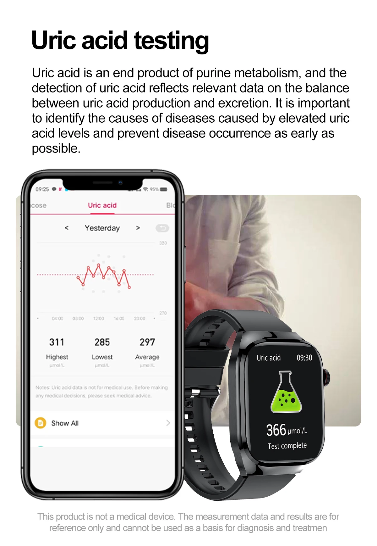 Neue Präzise Herzfrequenzmessung Smartwatch für Männer EKG Blutdruck Lipide Harnsäure Bluetooth-Anruf Gesundheits-Smartwatch Armband – Detail 10