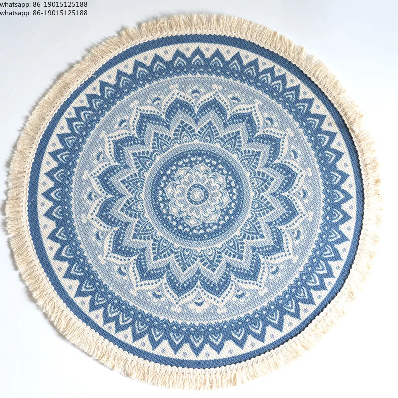 Retro Round Rugs for Living Room Boho Ethnic Bedroom Carpet with Tassel Cotton Linen Floor Mats Modern Classic Macrame Area Rugs