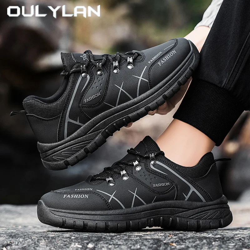 

Oulylan Non-slip Labor Sports Footwear Male Outdoor Climbing Mountain Comfort Sneakers Breathable Trekking Leather Hiking Shoes