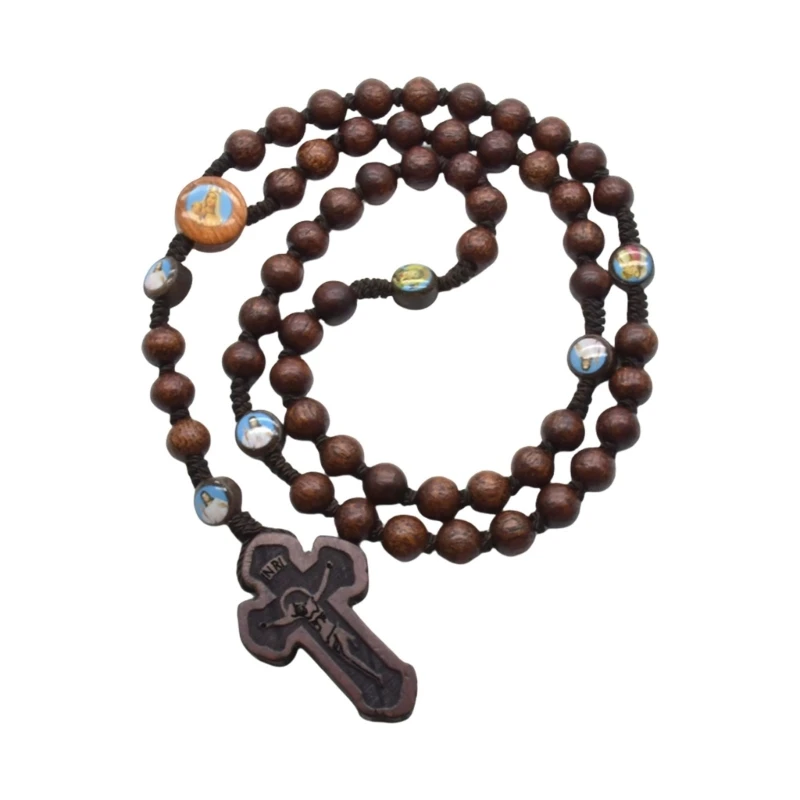 SZWA Beads Necklace, Catholic Religious Wear Rosary Necklace Simple Yet Stylish Accessories for Men and Women