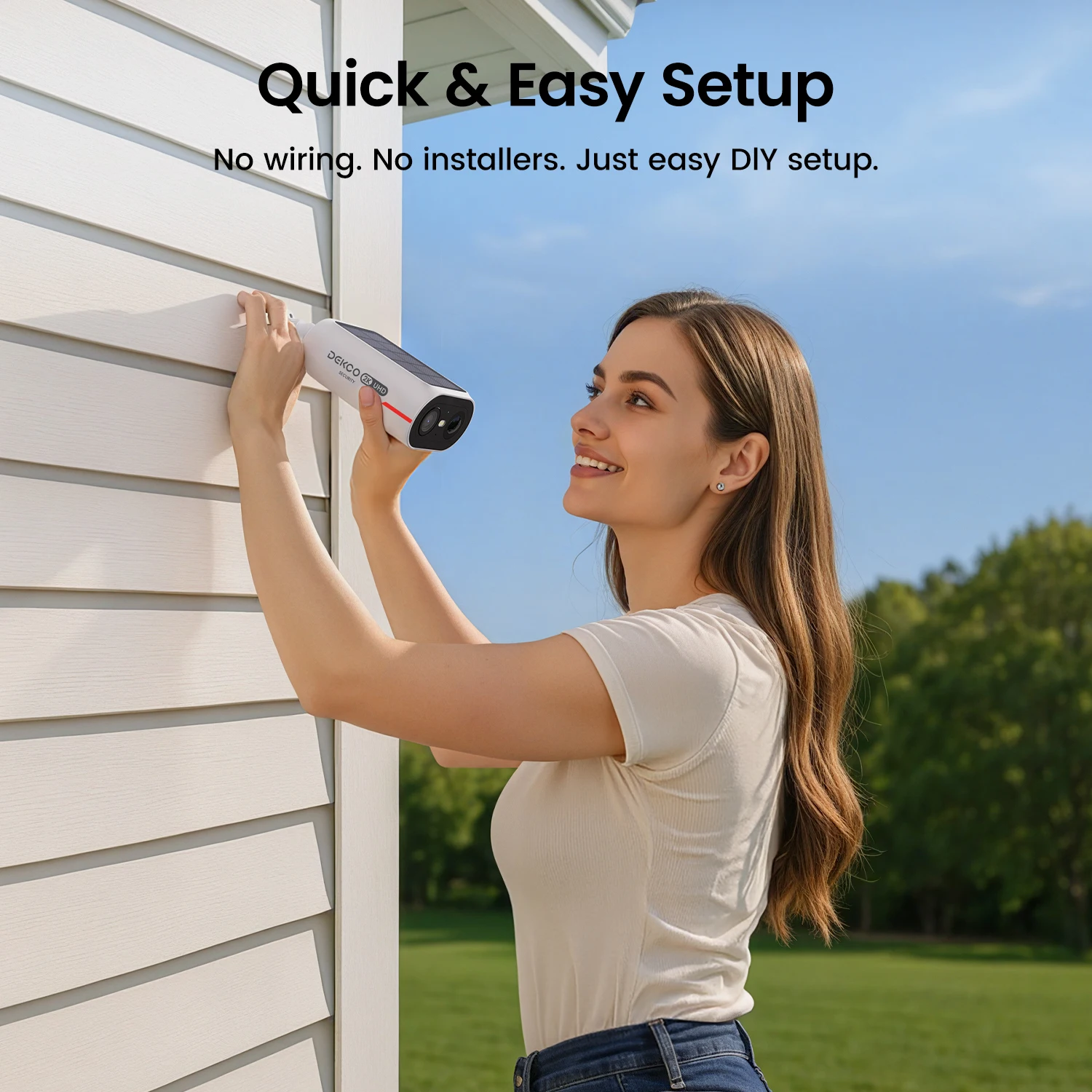 Dekco 3MP نظام الكاميرا الشمسية 2 كام كيت نظام الكاميرا اللاسلكية في الهواء الطلق 5000mAh بطارية واي فاي كاميرا AI كشف كاميرا CCTV مجموعة #6