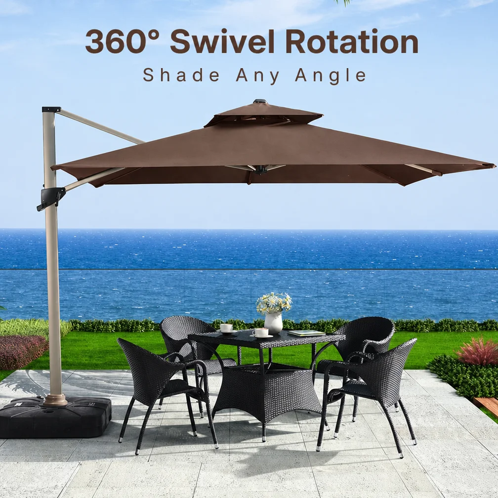 260g Yarn-Dyer Fabric Waterproof Index Large Aluminum Roman Sun Umbrella For Garden Terrace Commercial Use-Sun Rain